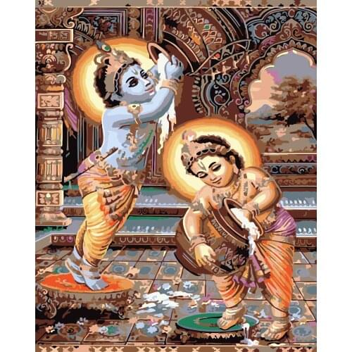 Painting By Numbers DIY Dropshipping 40x50 60x75cm Playful happy god child Figure Canvas Wedding Decoration Art picture Gift