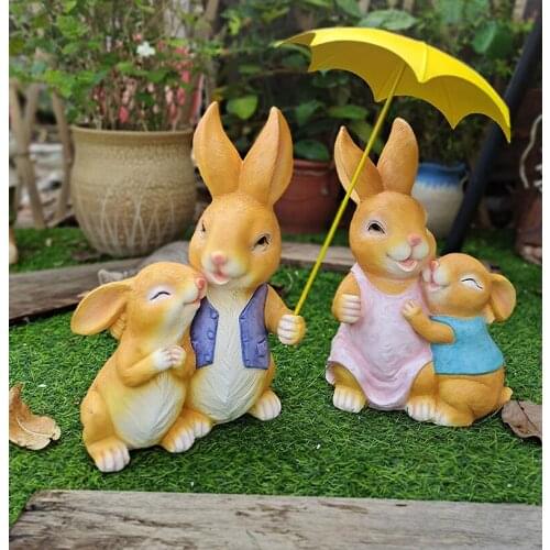 Pastoral Cute Rabbit Resin Accessories Terrace Garden Outdoor Figurines Decoration Courtyard Balcony Layout Furnishings Crafts
