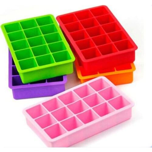 Silicone Ice Cube Tray Fashion Creative Kitchen Ice Cubes Mold Eco-Friendly Ice Box 15 Grids Ice Cream Maker Molds D382