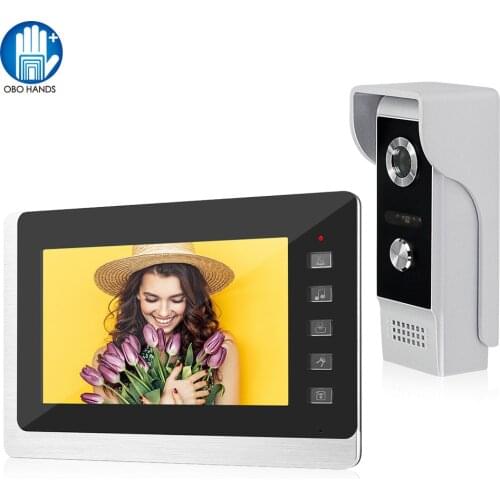 Video Intercom System Kit Wired Smart Video Doorbell Phone Rainproof Call Panel IR Camera with color Screen for Home Villa Build