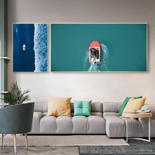 Nordic Modern Minimalism Wave Boat Canvas Painting Poster Wall Art Print Printing Living Room Home Decoration