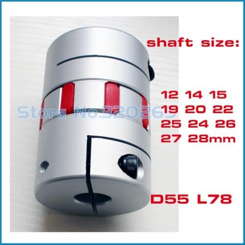 2pcs Flexible Jaw Spider Plum Coupler 12mm 14mm 15mm 19mm 20mm 22mm 25mm 24mm 26mm 27mm 28mm Shaft Coupling Diameter 55mm L78mm