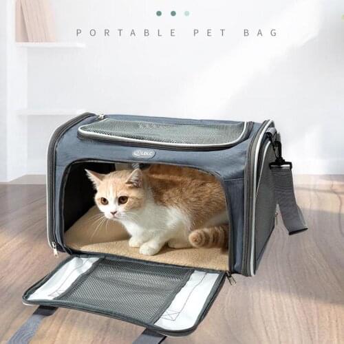 Cat Carrier Bags Foldable Pet Carrier for Cat Dog Breathable Car Seat Travel Dog Backpack Pet Handbag with Locking Safety Zipper