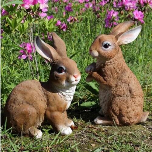 Outdoor Garden Decorations Simulation Cute Rabbit Resin Decoration Garden Crafts Sculpture Simulation animal Miniature Ornaments