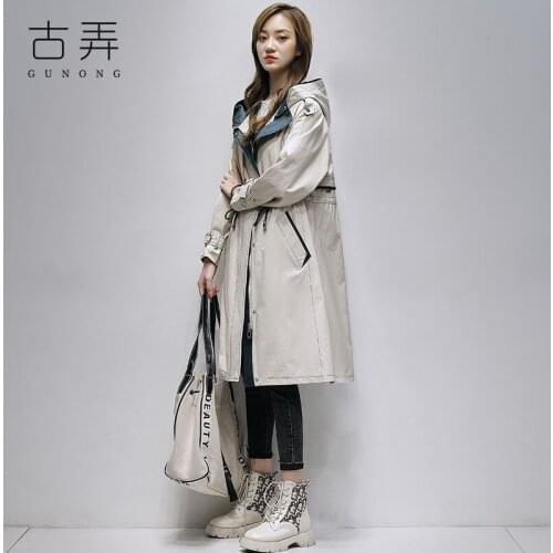 Windbreaker Womens Middle Long 2021 Spring New Korean Loose Casual Long Knee Length Coat