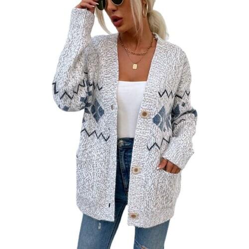 VITIANA Women Long Sleeve Loose Knitted Cardigan Autumn Winter Female Long Sleeve Knit Pink Sweater Femme Buttons Clothes