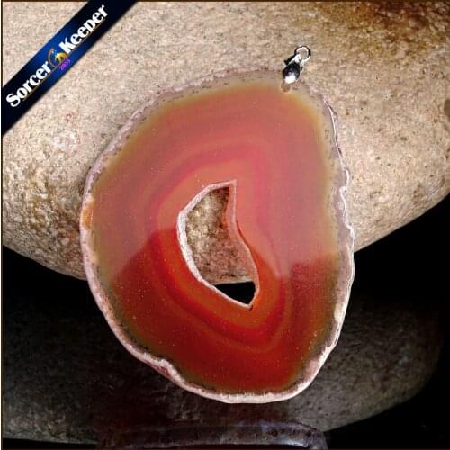 High Quality Natural Crystal Cluster Gem Stone Jewelry Polished Faceted Agates Slice Beads Pendant Necklace for Women WS278