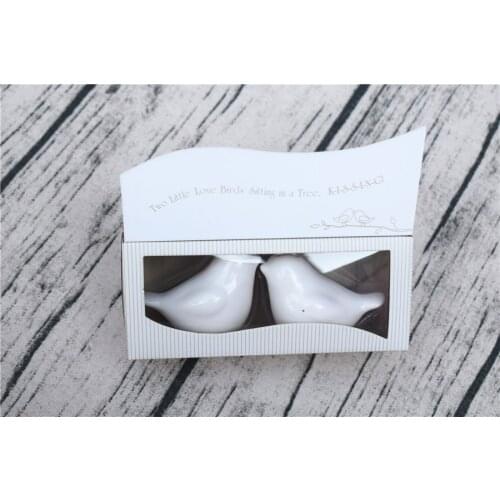 High quality pretty white lovely 2pcs Love bird salt and pepper Shaker 1 sets wedding favors gifts birds wholesale cute gift