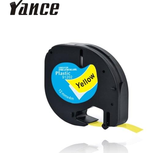 Yance LT 91202 91332 LT91332 59423 Compatible Dymo Letratag Tape 12mm Black on yellow label maker tape for Dymo printer LT-100H