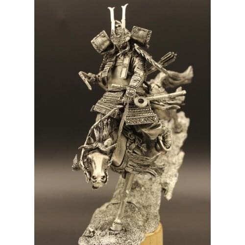 Yoshitsune Minamoto Armor Samurai Scale 1:18 Tin Metal DIY Statuette Figure Japanese Solider Static Model Desktop Decoration