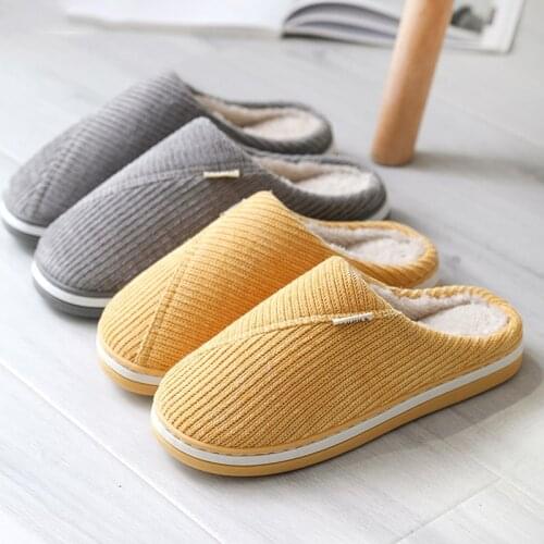 Womens cotton warm slippers winter household indoor non-slip Slippers confinement Corduroy half-pack slippers