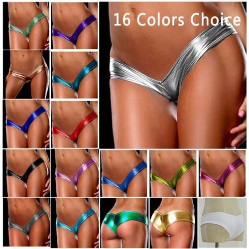 Women Sexy Metallic Leather G-String Panties Wetlook Lingerie 16 Colors Erotic Bikini Thongs Underwear Intimates Mini Shorts