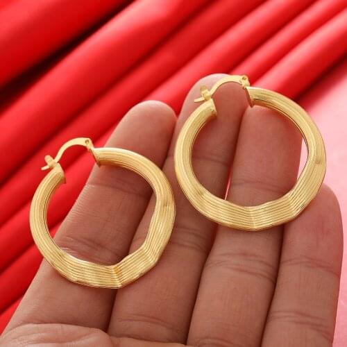 Dubai Gold Color Earrings 24K For Women Wedding Jewelry Womens Earrings For Girls Bridal Wife Gifts African Dubai French