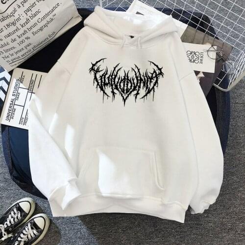 Streetwear Punk Female Harajuku Oversized Sweatshirts Women Hoodies Warm Gothic Clothes Casual Simple Letter Printing Hoodie Top