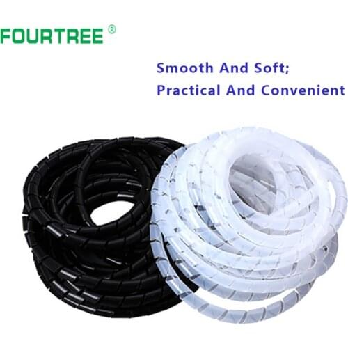 1Roll Wire Winding Wipe White/Black Spiral Wrap Sleeving Tube PE 4mm-30mm Flame Retardant Cable Protective Wound Hose