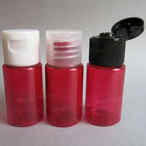 100 x 10ml Portable Outdoor Travel set of Flip Top Cap of Mini Empty Plastic Lotion Bottle 10cc Red Cosmetic Container
