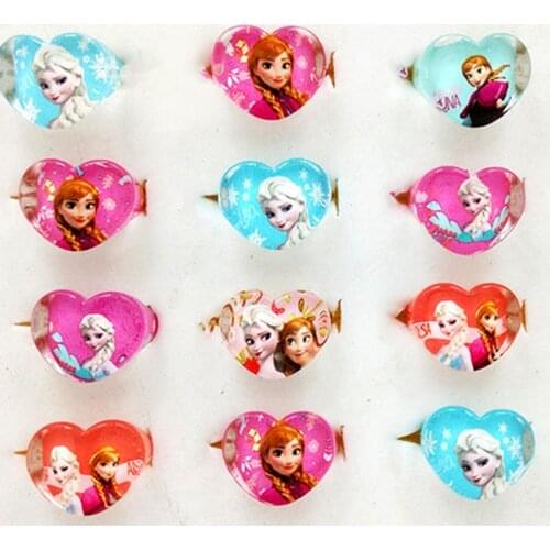 12pc/lot Disney Frozen Princess Elsa Anna Acrylic Kids Finger Rings Party Costume Birthday Party Favors Gifts Party Supplies