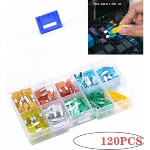 120PCS Car Small Fuse Suit Auto Protection Device Blade Fuze 5A To 30A Truck Motorcycle Mini Blade Fuse Assortment Set Tools