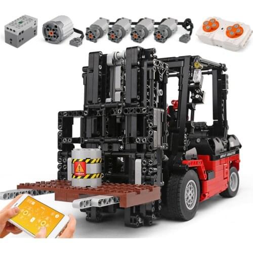 1719 PCS Technical RC Forklift Truck Bricks Engineering Vehicle Building Blocks App Program Remote Control Toys Kids Boys Gifts