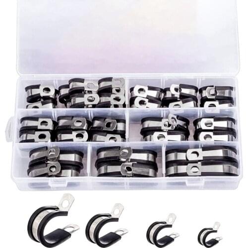 304 Stainless Steel Cable Clamp Rubber Pads, Pipe Clamps Are Used for Wiring, Wiring, Tubing, and Cords
