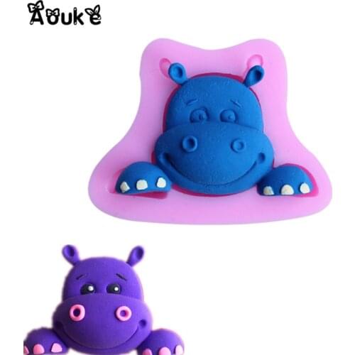 3D Hippopotamus Shape Embossed Liquid Silicone Cake Mold Biscuits Chocolate Tool Fondant Decorating Tools DIY Kitchen Cookware