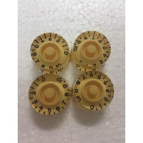 4 Pcs Transparent Clear cream Digital Electric Guitar Bass Speed Control Knobs Tone volume Pot Knobs Potentiometer Buttons