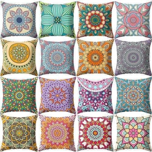 45x45cm Fashion Washable Mandala Flower Square Cushion Cover Pillow Case Sofa Bed Car Chair Home Sofa Bedding Decorations