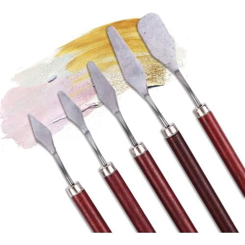 5Pcs Professional Stainless Steel Spatula Kit Palette For Oil Painting Fine Arts Painting Tool Set Flexible Blades Dropshipping