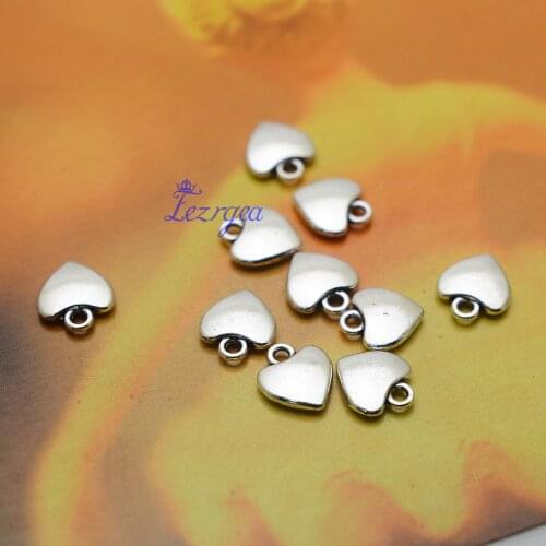 50pcs/lot--12x10mm, heart charms, Antique silver plated heart charms,DIY supplies, Jewelry accessories