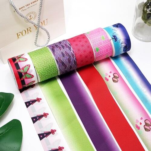 50 Yards Japanese Anime Characters Double Side Printed Grosgrain Satin Ribbon 48783