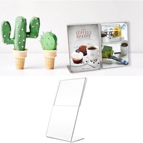 Acrylic L-shaped 11X7.5cm Desk Card Transparent Display Stand I6O1