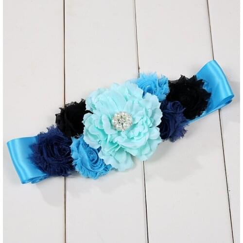 Satin Ribbons Rhinestone Flower Sash Belt Blue, Purple Flower Girl Belt Children Kids Belts Girls Wedding Dress Sash Accessories