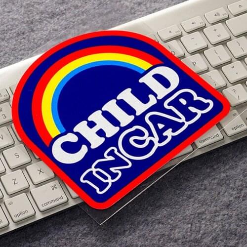 Car Styling Vinyl Cartoon CHILD IN CAR Rainbow Automobile Motorcycle Bike Sticker Decals 130x128mm