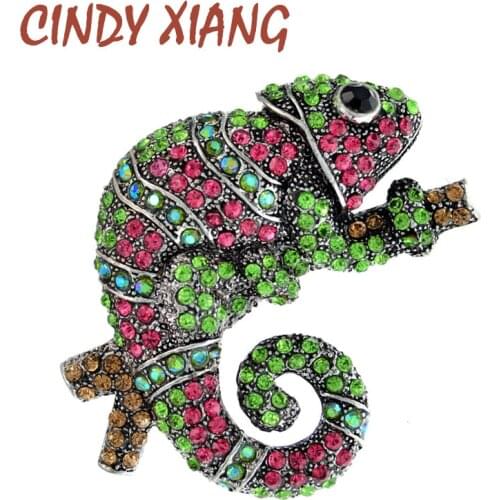 CINDY XIANG Full Rhinestone Large Chameleon Brooch Pin Lizard Design Jewelry Fashion Animal Accessories High Quality Coat Pin