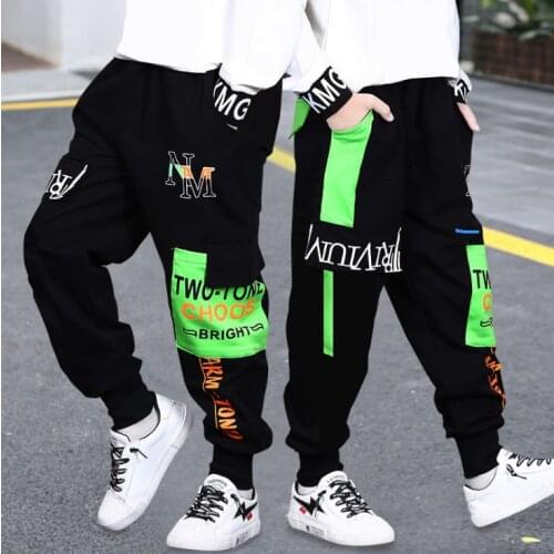 Boy Big Pocket Sports Pants Autumn Hip-hop Dancing Trousers Teen Boys Girls Cargo Harem Pants Sport Joggers 4 6 8 10 12 14 Years
