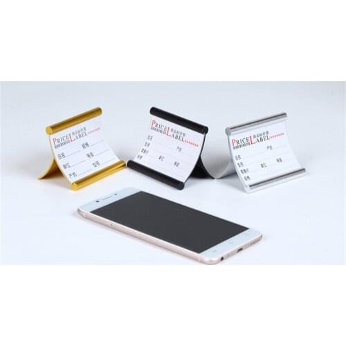 70*50mm Metal Aluminum Alloy Desk Sign Holder Card Display Price Tag Label Paper Stand Office Club Business School Restaurant