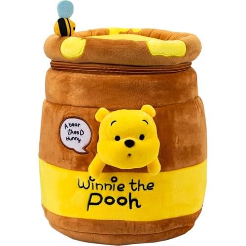 Disney Winnie the Pooh Kawaii Pooh Bear Honeypot Stuffed Plush Backpack Winnie the Pooh Plush Bucket Bag Gifts for Kids Girls