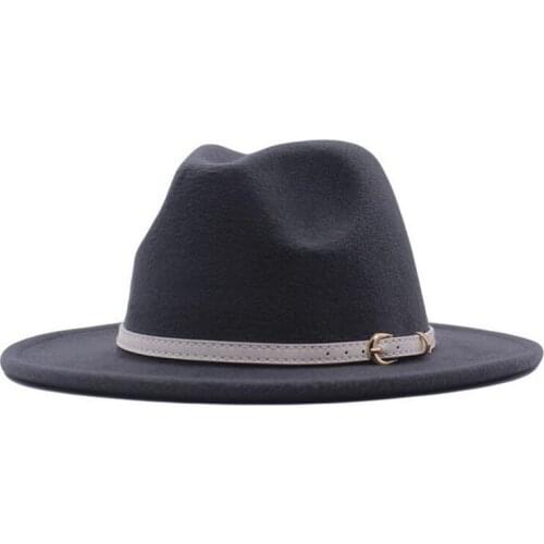 Adjustable Fashion Men Women Wide Brim Pink Dress Hat Wool Felt Hat Fashion Party Jazz Trilby Fedora Hat