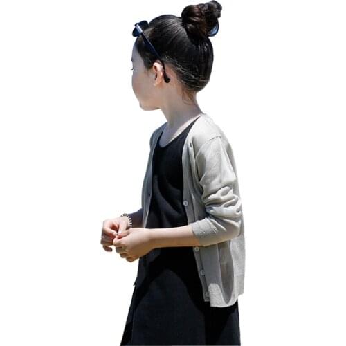 Girls Cardigan Sweaters Spring Summer Solid Color Cotton Baby Girl Sweater Kids Knitted Clothing Cardigan Coats DQ824