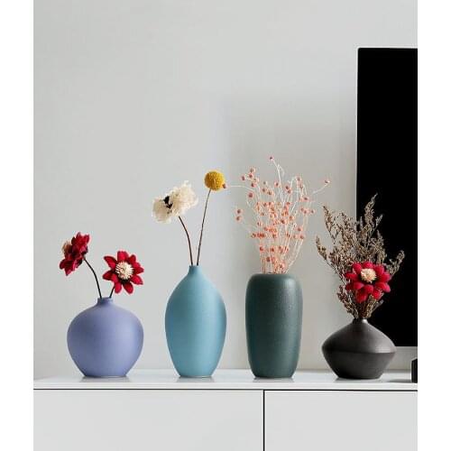 Nordic scenery Dezhen ceramic small flower bottle living room wine cabinet flower arrangement dry flower decoration flower