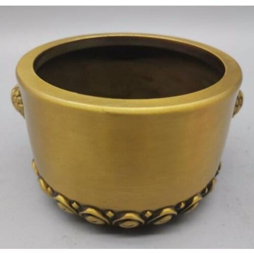 China brass lotus Incense burner crafts statue