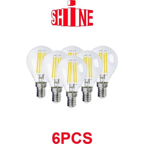 4W G45 Retro Edison Filament Bulb E14 Bombillas 220V Vintage Lamp 6pcs/lot 4000K Clear Glass Inner Decoration
