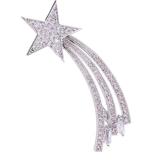 Small designer silver alloy retro French five pointed star Brooch suit accessories