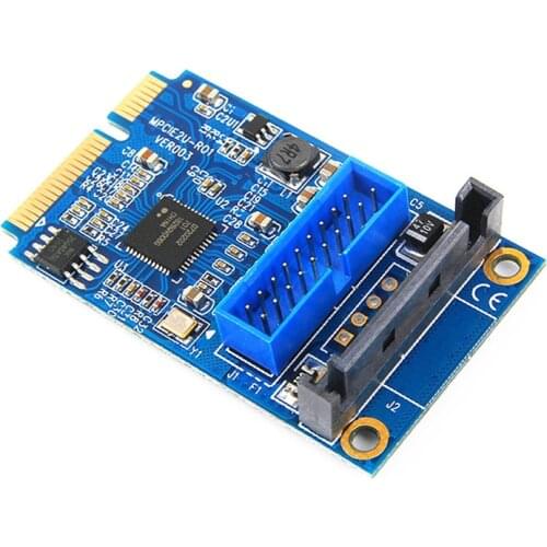 Mini PCIE to USB 3.0 19-pin Expansion Card Riser Adapter SATA Power Mini PCI Express to Dual Ports USB Front Panel Socket Raiser