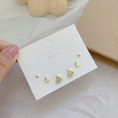 S925 Fan-Shaped Earrings Set Female High-End Temperament Fashion Personality Design Simple And Compact Earrings Trend