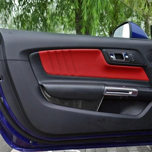Carbon Fiber Interior Decoration Front Seat Door Panel Cover Trim for Ford Mustang Car Decal Stickers Accessories Brand New