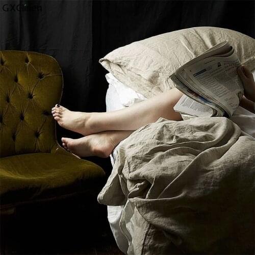 US Size Bed Linen TWIN FULL QUEEN KING Reversible Linen Duvet Cover With Button Closure Healthy Fabric Quilt Comforter Cover 1PC