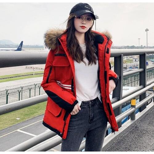 Plus Size Printed 2021 Winter Thick Long Parkas Women Jacket Korean Style Hooded with Fur Collar