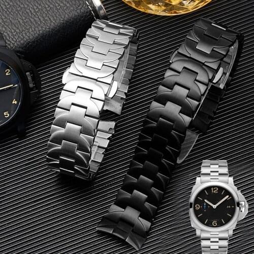 316L Stainless steel watch strap 24mm watchband for Panerai PAM111 PAM441 watch band Curved soild metal bracelet for men