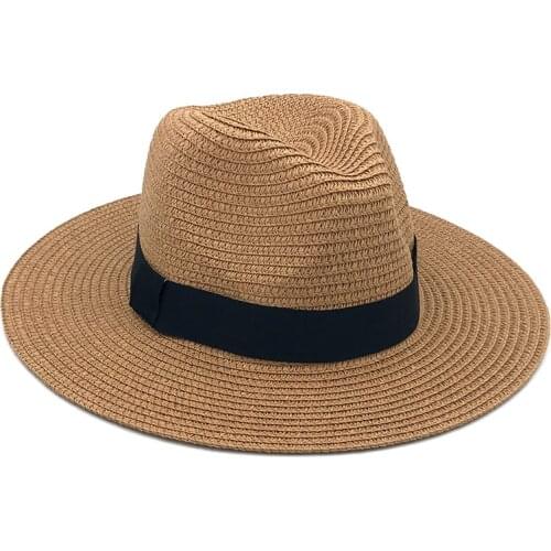 Femme Vintage Panama Hat Men Straw Fedora Sunhat Women Summer Beach Sun Visor Cap Chapeau Cool Jazz Trilby Cap Sombrero